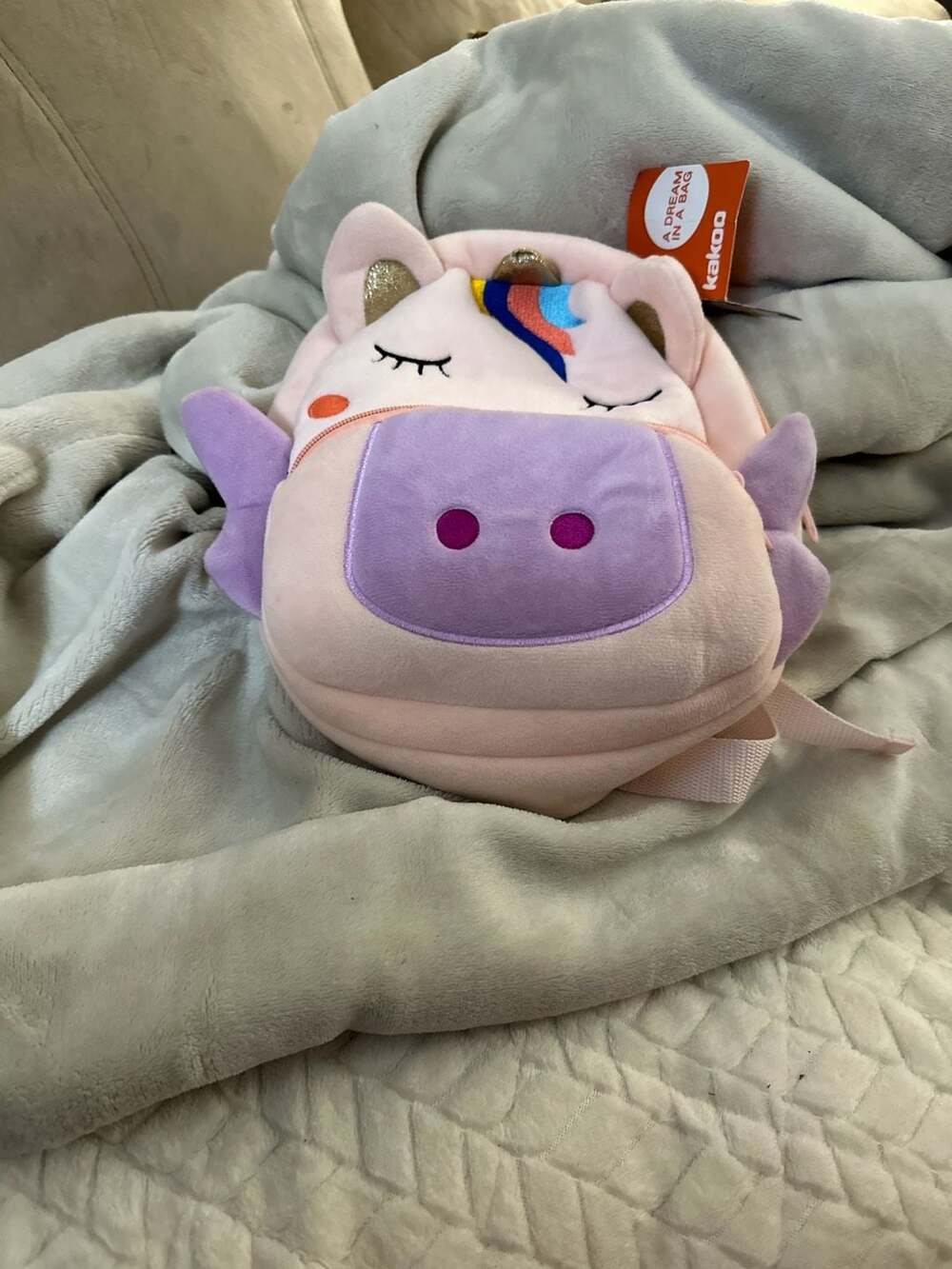 Kakoo Pink Plush Winged Unicorn Small Toddler Backpack